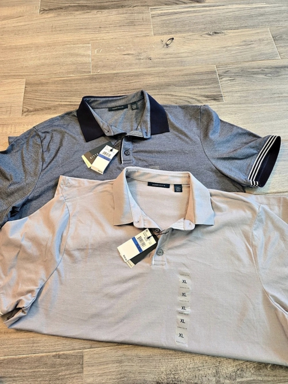 Perry Ellis Icon Polo Men's Gray & Blue Polyester XL